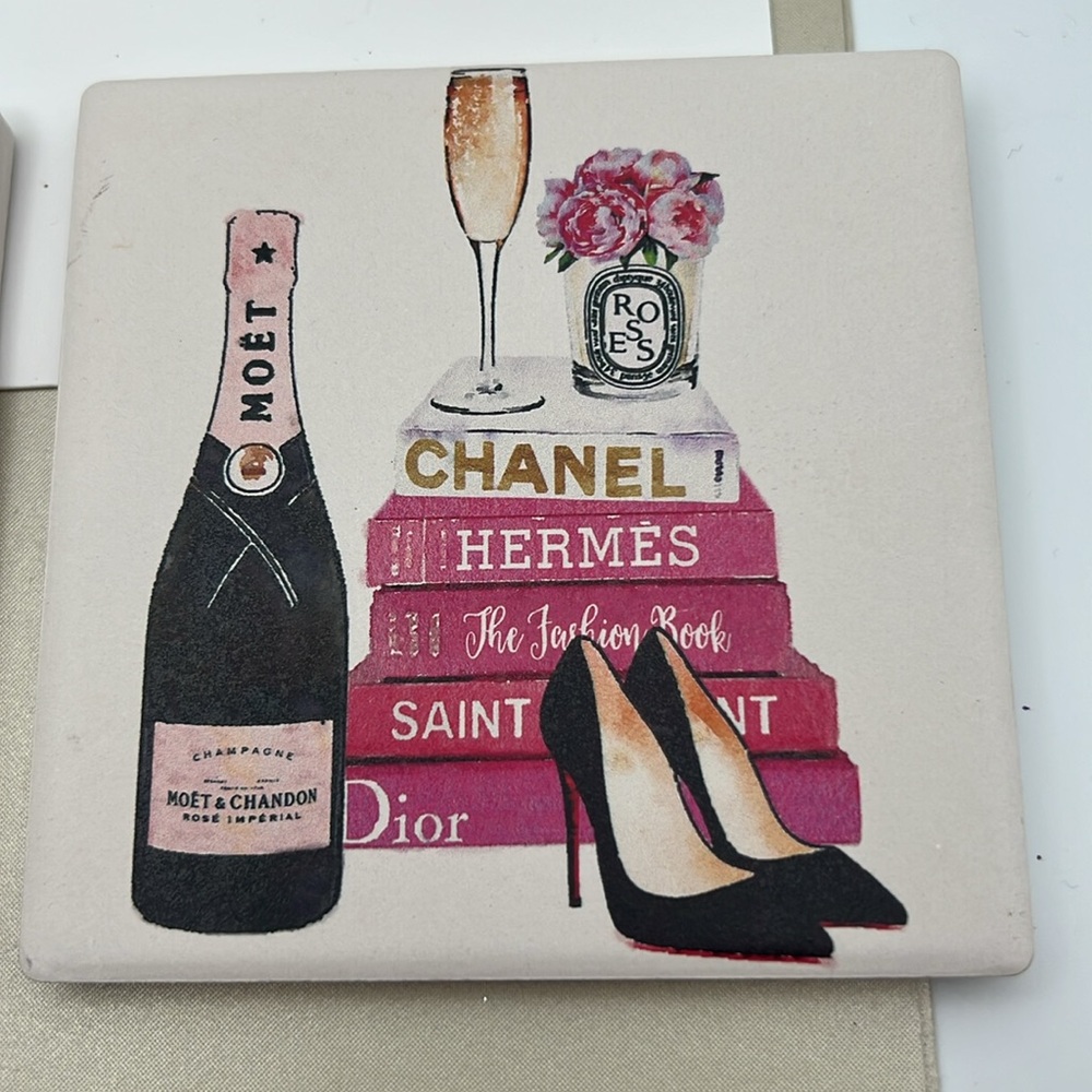 Coasters - Set Of Four Coasters Tile By Amanda Greenwood 4 x 4 NWOT - Picture 4 of 7